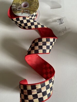 MacKenzie-Childs SOLD BY THE YARD  Red Back Courtly Check 2"  Ribbon NEW - Image 1 of 4