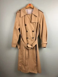 Vintage London Fog Long Trench Coat Women Beige Belted Double Breasted Size 16.5 - Picture 1 of 15