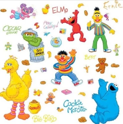 Calcomanías de pared SESAME STREET Elmo, pegatinas monstruo galleta niños bebé decoración guardería Foto 1 de 3