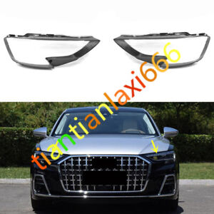 A Pair Headlight Clear Lens Shell + Glue For Audi A8 S8 2022-2024