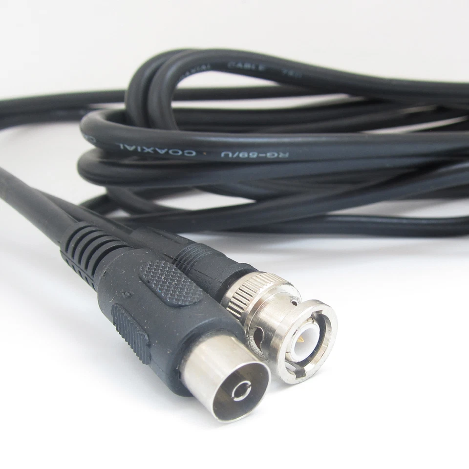 1pc 9ft BNC Male to TV Pal Female RG-59U Coaxial 75Ω RG Crimp Pigtail Cable - Image 1 of 4