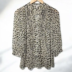 Blusa Banana Republic Para Mujer’s S Estampado Leopardo Gasa Mob Esposa Oficina Sirena - Imagen 1 de 13