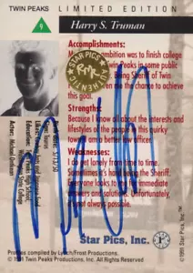 1991 Star Pics Inc. Twin Peaks Michael Ontkean (Sheriff Truman) Autogrammkarte - Bild 1 von 3