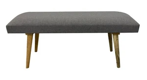 Celeste Grey Entryway Hallway Upholstered Cushioned Bedroom Bench Seat - 117 Cm - Picture 1 of 6