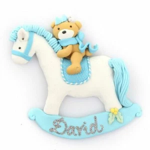 Personalised Rocking Horse Christmas Tree Decoration, Baby's First Christmas - Picture 1 of 5