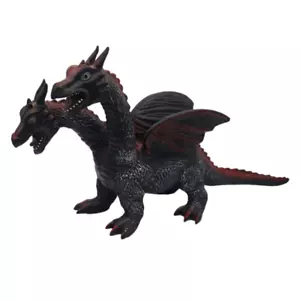 Drago Due Teste Gomma Rosso Nero Alato 19" Giocattolo Figure Fantasy Large 2005 - Foto 1 di 19
