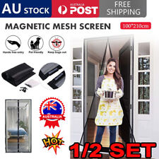 1/2 x SET Magnetic Door Mesh Black Fly Screen Magic Magna Mosquito Bug Curtain