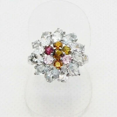 Aquamarin Saphir Turmalin Ring 925 Silber 585 Weißgold vergoldet 18,1 mm 57 - Bild 1 von 4