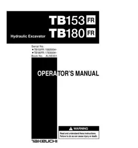 Takeuchi TB153FR Bagger Werkstatt Bediener- und Teilehandbücher 4er Set Handbücher - Bild 1 von 10