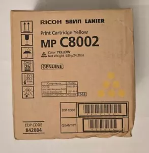 GENIUNE Ricoh Savin Lanier MP C8002 842084 Print Yellow Toner Cartridge SEALED - Picture 1 of 4