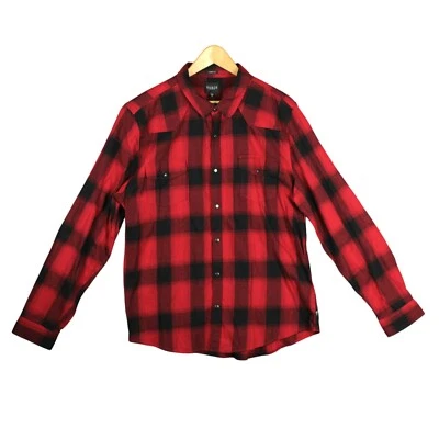GUESS Snap On Flannel Button Down SLIM Fit Shirt Mens XL Red Black Plaid L/S NWT - Image 1 of 4