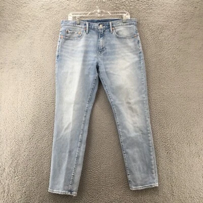 GAP Slim Fit Jeans Mens 33/30 (Actual 35x29.5) Blue Denim Mid Rise Straight Zip - Image 1 of 4