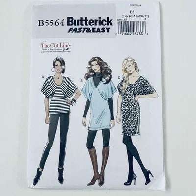 Butterick Fast & Easy Sewing Pattern B5564 The Cut Line Top Tunic Dress 14-22 - Image 1 of 4