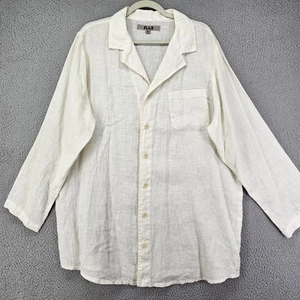 Flax Shirt Womens Medium Linen Button Up Long Sleeve Relaxed Fit Casual Top - Picture 1 of 14