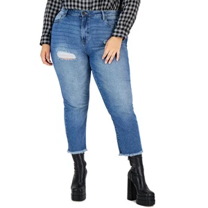 Celebrity Pink Womens Blue High Rise Denim Straight Leg Jeans Plus 22 BHFO 0412 - Picture 1 of 2