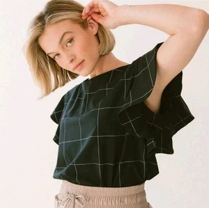 Blusa Albion Nueva con Etiquetas Boss Camiseta Blanco y Negro Cuadros Ventana Talla Pequeña - Imagen 1 de 12