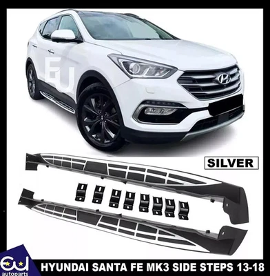 PAIR RUNNING BOARDS SIDE STEPS FOR HYUNDAI SANTA FE MK3 2013 - 2018 OEM STYLE - Image 1 of 4