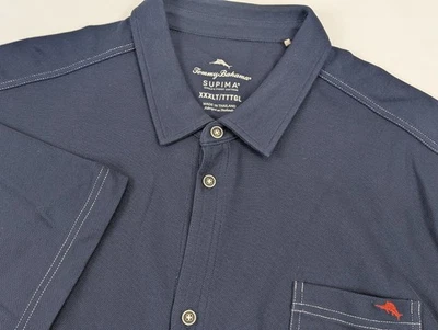Tommy Bahama Mens 3XLT Button Down Supima Shirt Dark Blue Islandzone Stretch - Image 1 of 4