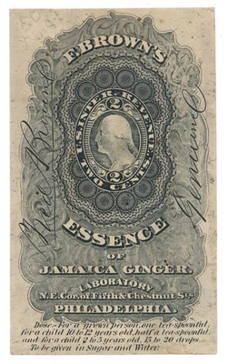 RS38b,  F. Brown's, Essence of Jamaica Ginger -  Match & Medicine, revenue stamp - Image 1 of 4
