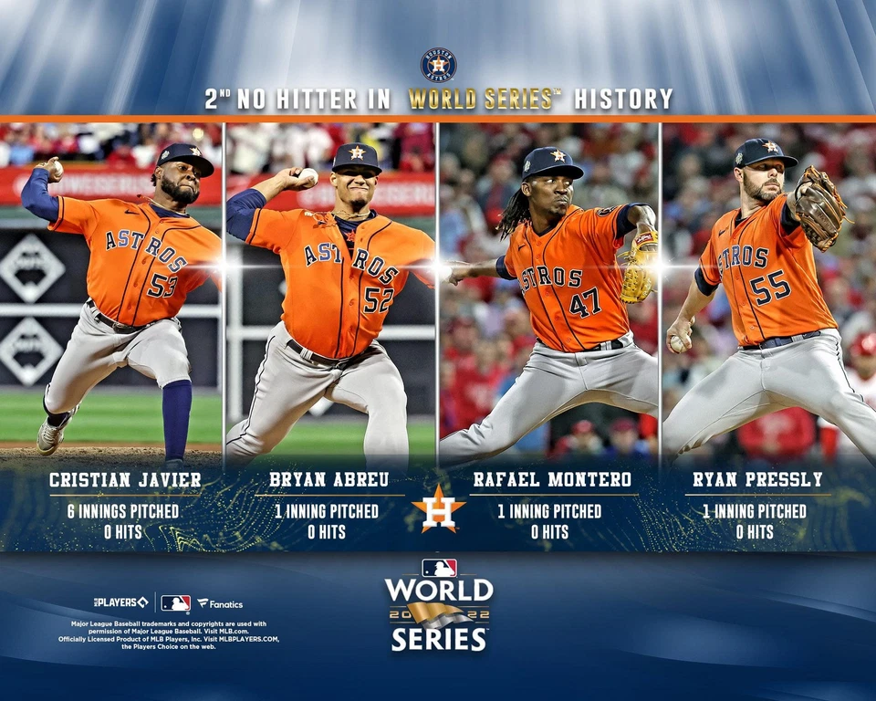 Houston Astros Unsigned 2022 World Series No Hitter Collage Photo - Image 1 of 1