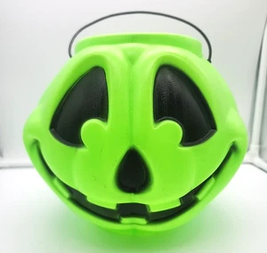 Vintage Halloween Kürbis Süßigkeiten Eimer Eimer Blasform allgemein Schaumkunststoff grün - Bild 1 von 5