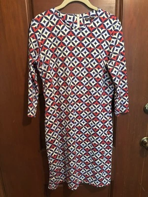 Vestido J. McLaughlin S Sophia Mod Wellington Estampado Nylon/Spandex Rojo, Blanco Azul Foto 1 de 4