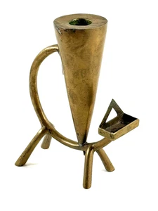 vtg 30's Brass Hagenauer Cat Chamberstick Candlestick match holder REPAIR - Picture 1 of 15