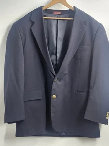 F.R Tripler & Co NY Sport Coat Blazer Mens 50L Navy Gold Button 100% W. Wool VTG - Picture 1 of 7