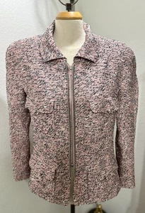 Chanel 2011 Pink Tweed Chain Full Zip Blazer Size 46 Excellent Cond! - Picture 1 of 17