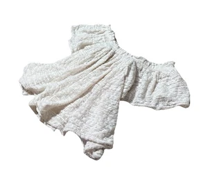 Free People schulterfreies Oberteil elfenbeinfarben Gr. Small fließend Gaze Strick Häkel Shirt - Bild 1 von 5
