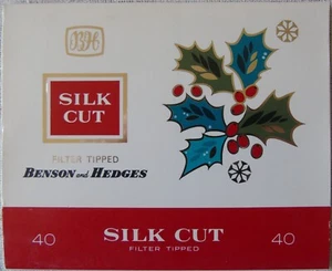 Vintage Benson & Hedges Silk Cut Outer Christmas Sleeve For 40 Cigarettes 1970s - Picture 1 of 2