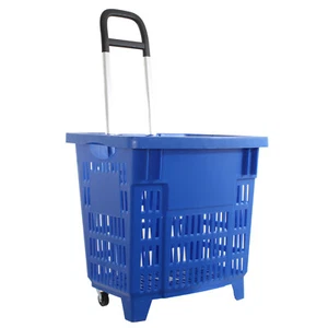 Carrello spesa 55 litri con ruote Cestino spesa in plastica ABS, mobile blu - Picture 1 of 7
