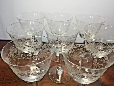 COPPE VINTAGE CRISTALLO CESELLATO  SET OTTO PZ H. CM. 16 BASE CM 7  BOCCA CM 8,5 - Immagine 1 di 4