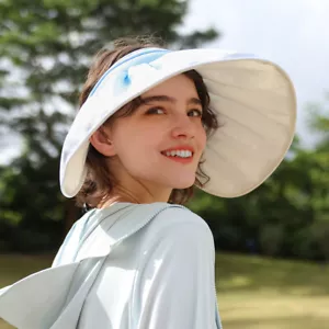 Sun Visor Hat Large Brim Sun UV Protection UPF 50+ Roll Up Cap Adjustable Hats - Picture 1 of 22