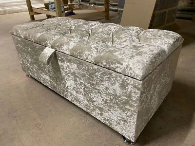 Ottoman Storage Box/ Blanket Box Seating Stool in Plush and crushed velvet - Image 1 of 4