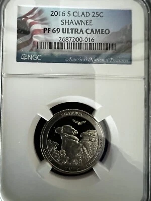 2016 S CLAD Proof Shawnee 25c NGC PF69UC American The Beautiful - Image 1 of 2