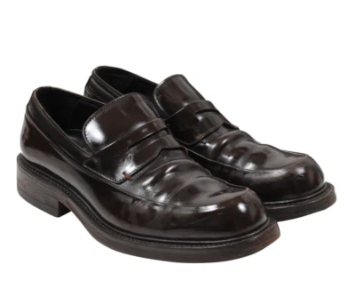 Prada Vintage Penny Loafers US7 UK6 Brown Leather Slip On Round Casual Shoe - Image 1 of 4