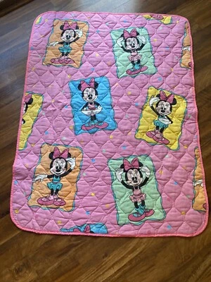 Винтажная детская кроватка Disney Minnie Mouse балерина розовое лоскутное одеяло Dundee 80-е ретро - Изображение 1 из 4