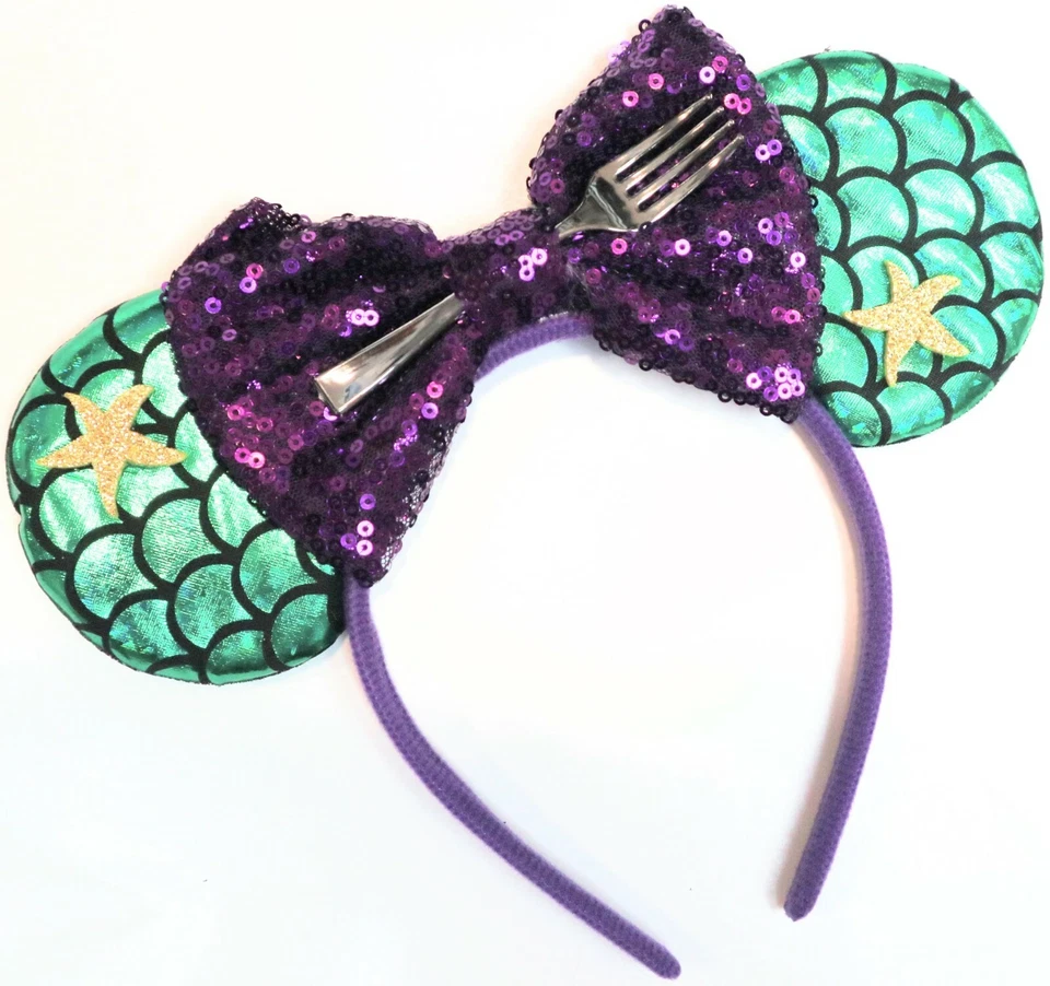 Disney The Little Mermaid - Ariel Minnie Mouse Ears Headband-Under the HANDMADE - Image 1 of 1