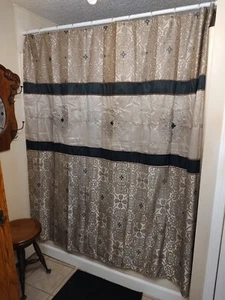 Madison Park Shower Curtain NWoT Black Tan Brown - Picture 1 of 16