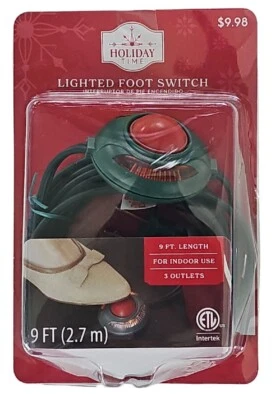 Holiday Time 12' Lighted Foot Switch Extension Cord 12 ft  3 Outlets Cord - Image 1 of 2