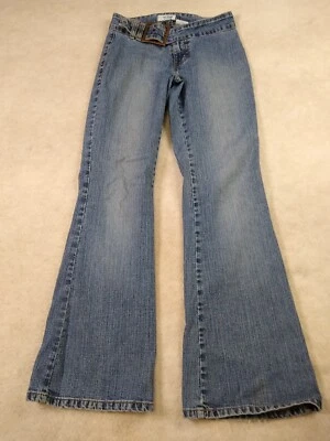 Pantalones de mezclilla elásticos Jordache tiro bajo juniors 5/6 acampanados hebilla de cobre hippie de colección defectos Foto 1 de 4