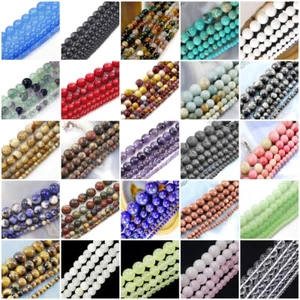 Pietra preziosa naturale perline rotonde sciolte 4 mm 6 mm 8 mm 10 mm 12 mm 15" lotto sfuso all'ingrosso - Foto 1 di 481