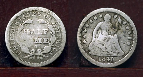 1840, O,  Half Dime USA (with drapery) rare Cover