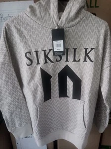 Silksilk Hoodie Boys Sz L (13-14) Jacket school Play Skater Black Gray White - Picture 1 of 8