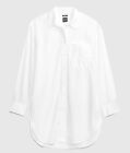 New GAP Cotton Weekend Tunic Shirt Size Medium, long white button up blouse