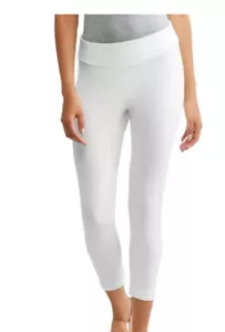 Time and Tru NWT White Soft Velvety Buttery High Waisted Capri Legging Summer M - Picture 1 of 4