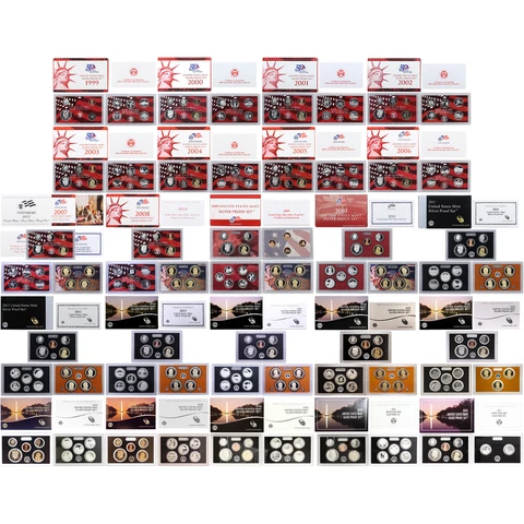 1999-2021 S Proof Set Run Box & COA 90% Silver US Mint 23 Sets 249 Coins Cover