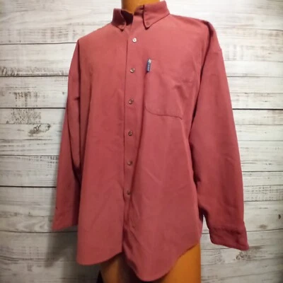 Vintage 90s Chaps Ralph Lauren Shirt Mens XL Red Button Up Faux Suede Designer  - Image 1 of 4