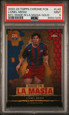 2022 Topps Chrome Fc Barcelona Lionel Messi Made In La Masia Gold PSA 9 - Image 1 of 2